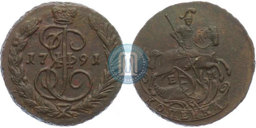 Picture 1 kopeck 1791 year ЕМ 