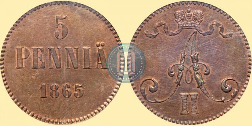 Фото 5 пенни 1865 года  