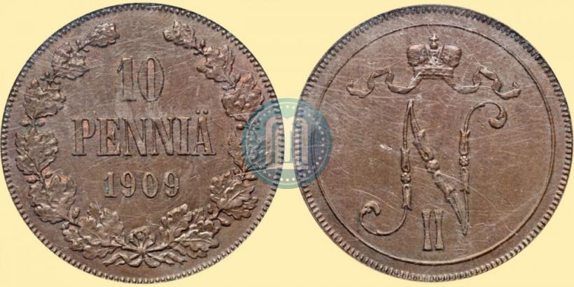 Picture 10 pennia 1909 year  