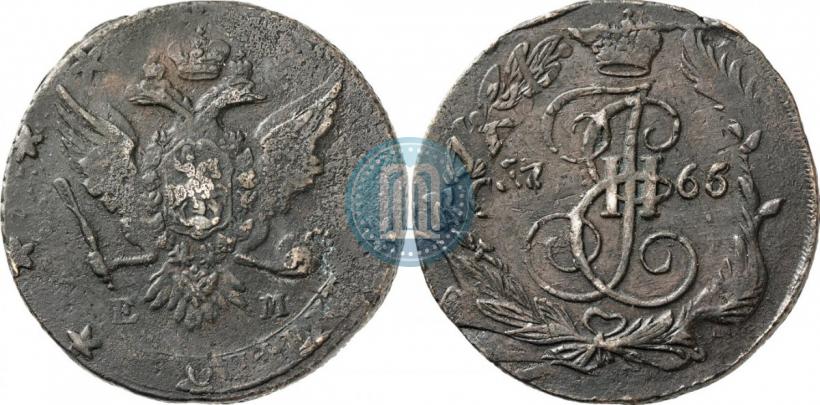 Picture 5 kopecks 1765 year ЕМ 