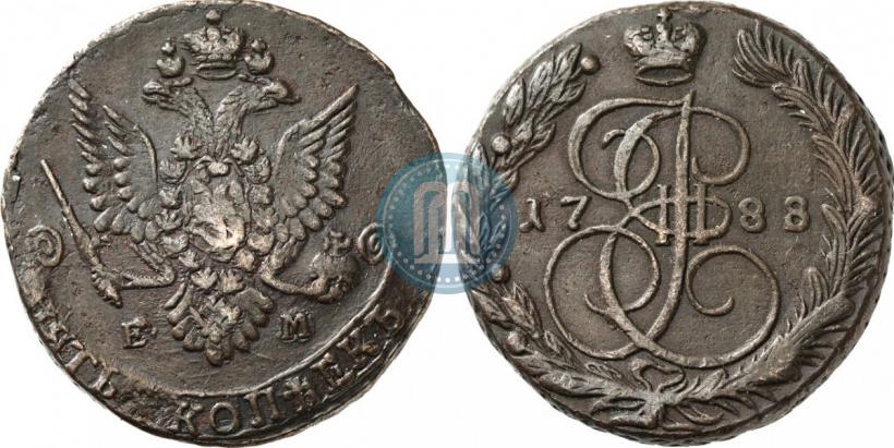 Picture 5 kopecks 1788 year ЕМ 