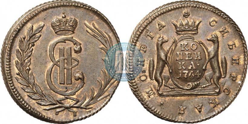 Picture 1 kopeck 1764 year  
