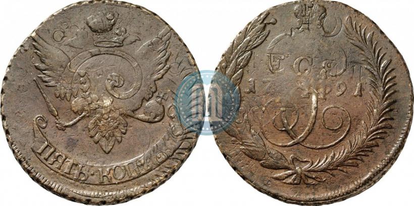 Фото 5 копеек 1791 года  "Павловский перечекан"