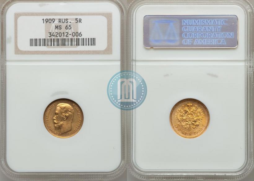 Picture 5 roubles 1909 year (ЭБ) 