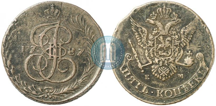 Picture 5 kopecks 1787 year ЕМ 