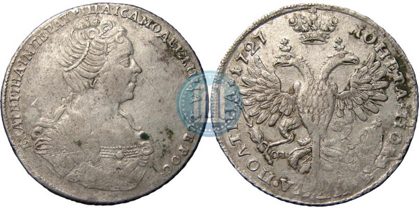 Picture Poltina 1727 year СПБ "Petersburg type, portrait turned to the right"