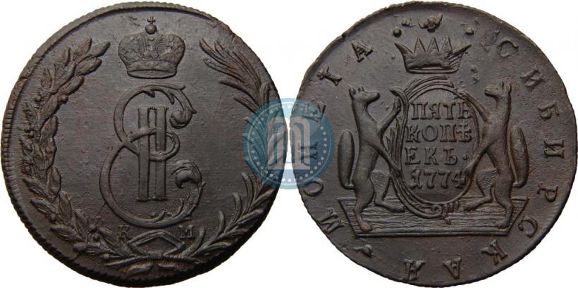 Фото 5 копеек 1774 года КМ 