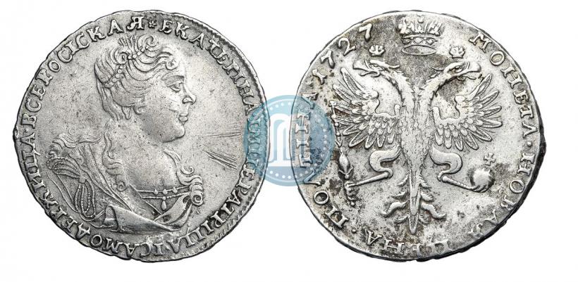 Фото Полтина 1727 года  "Московский тип, портрет вправо"
