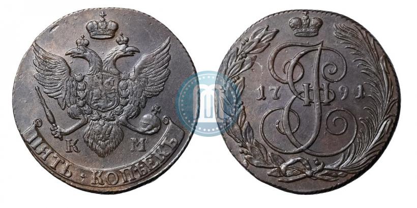 Picture 5 kopecks 1791 year КМ 