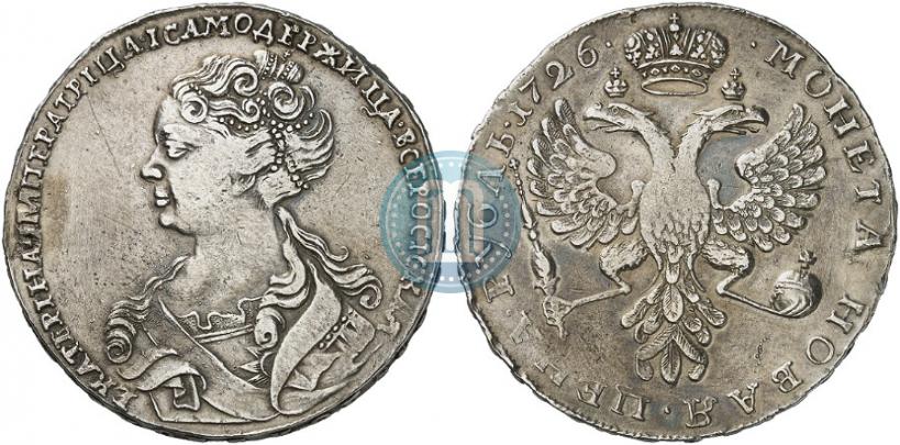 Фото 1 рубль 1726 года  "Московский тип, портрет влево"