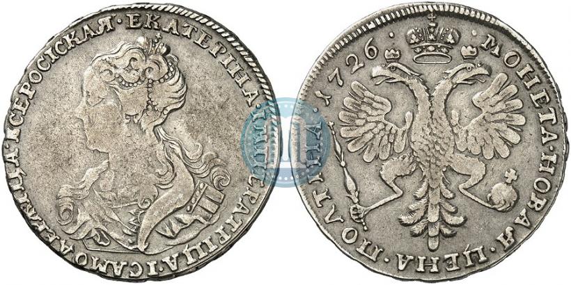 Фото Полтина 1726 года  "Московский тип, портрет влево"