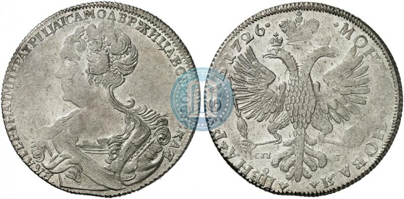 Фото 1 рубль 1726 года СПБ "Петербургский тип, портрет влево"