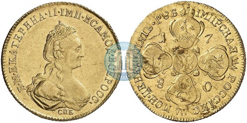 Фото 5 рублей 1780 года СПБ 