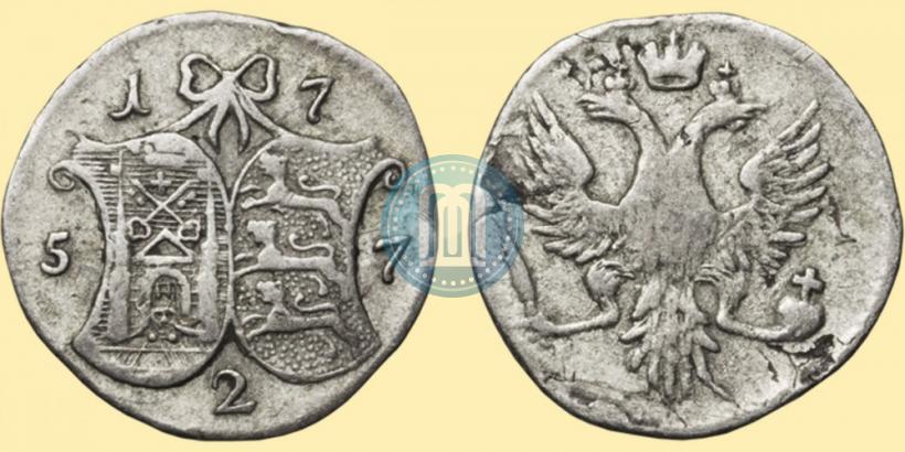 Picture 2 kopecks 1757 year  "For Livonia"
