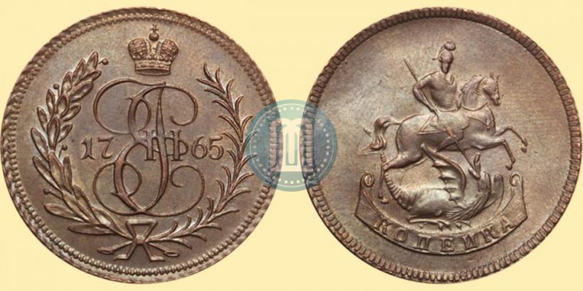 Picture 1 kopeck 1765 year  