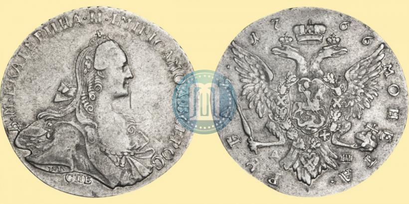 Picture 1 rouble 1766 year СПБ-АШ-Т.I. 