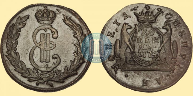 Picture 1 kopeck 1774 year КМ 
