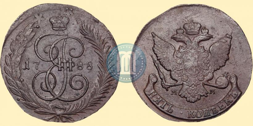 Фото 5 копеек 1788 года ММ 