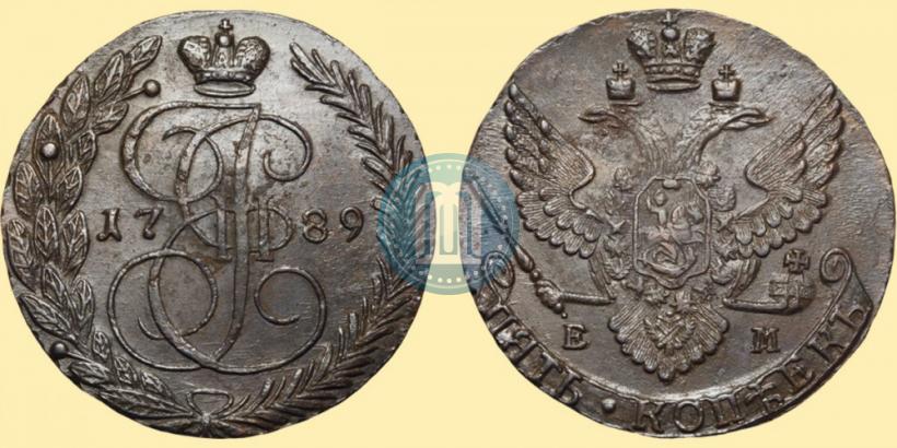 Фото 5 копеек 1789 года ЕМ 