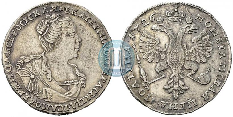 Picture Poltina 1726 year  "Moscow type, portrait turned to the right"
