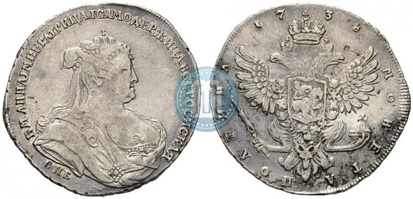 Фото Полтина 1738 года СПБ "Петербургский тип"