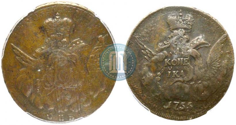 Фото 1 копейка 1755 года СПБ 