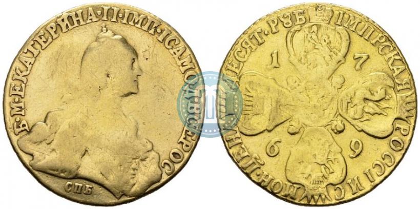 Фото 10 рублей 1769 года СПБ 