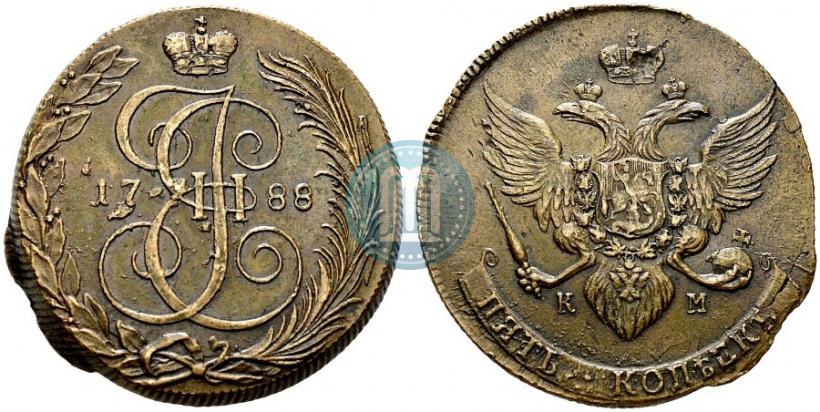 Фото 5 копеек 1788 года КМ 