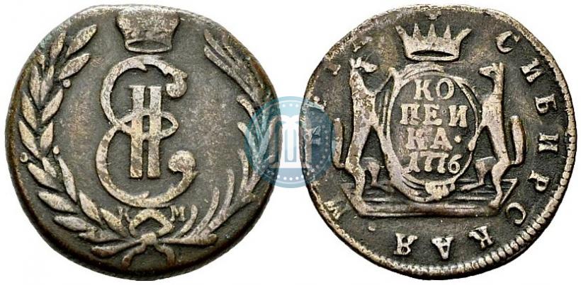 Фото 1 копейка 1776 года КМ 
