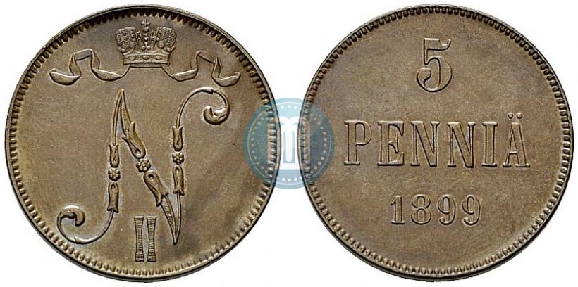 Picture 5 pennia 1899 year  
