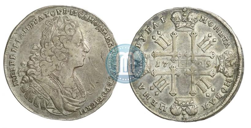 Фото 1 рубль 1729 года  "Тип 1727"