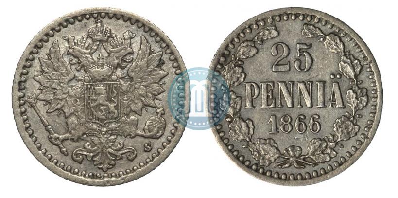 Фото 25 пенни 1866 года S 