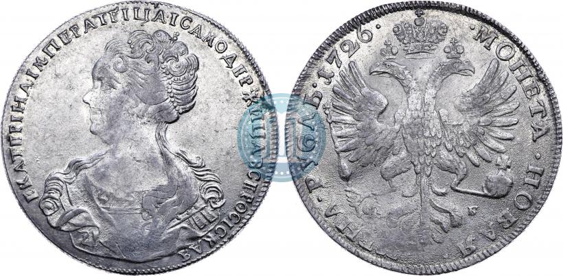 Picture 1 rouble 1726 year СПБ "Petersburg type, portrait turned to the left"