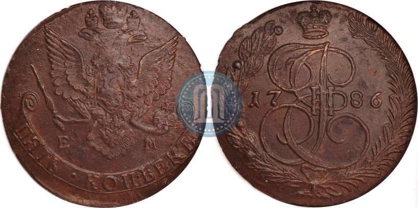 Фото 5 копеек 1786 года ЕМ 