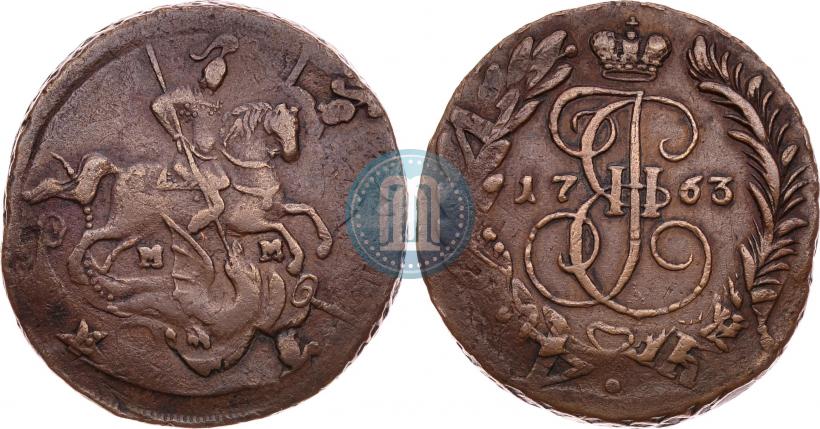 Фото 2 копейки 1763 года ММ 