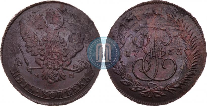 Picture 5 kopecks 1765 year ММ 