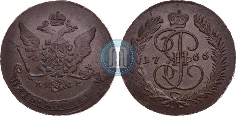 Фото 5 копеек 1766 года ММ 