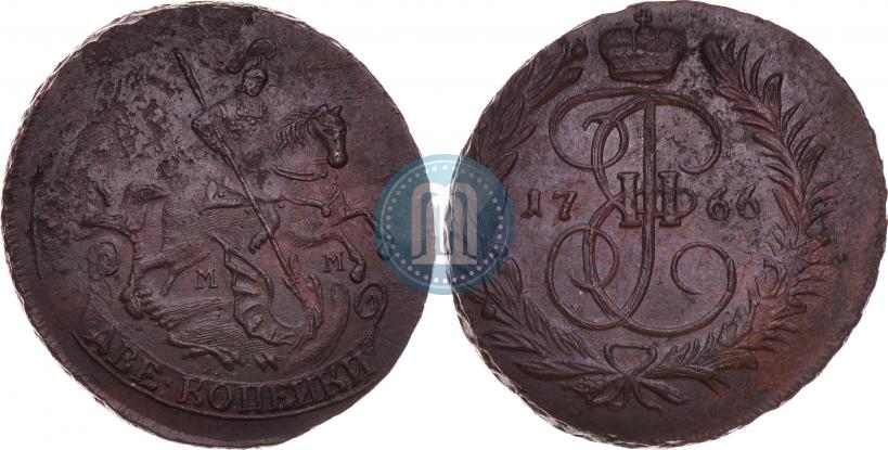 Фото 2 копейки 1766 года ММ 