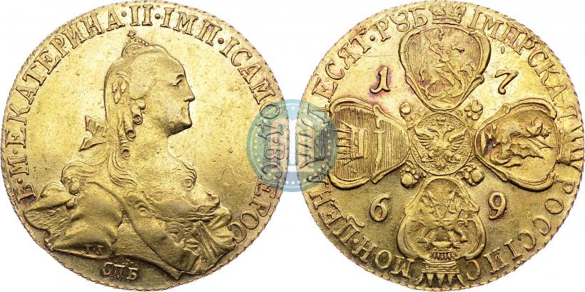 Фото 10 рублей 1769 года СПБ 