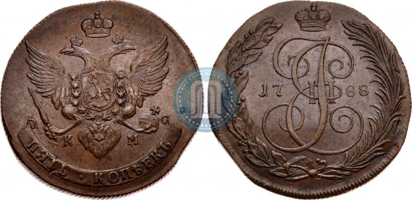 Фото 5 копеек 1788 года КМ 