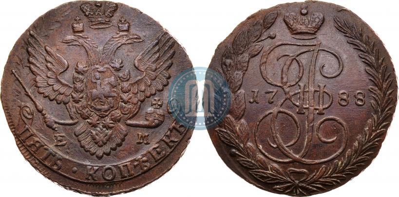 Фото 5 копеек 1788 года ЕМ 