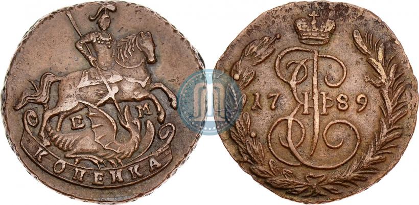 Picture 1 kopeck 1789 year ЕМ 