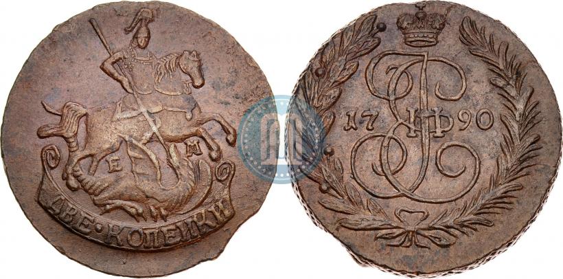 Picture 2 kopecks 1790 year ЕМ 
