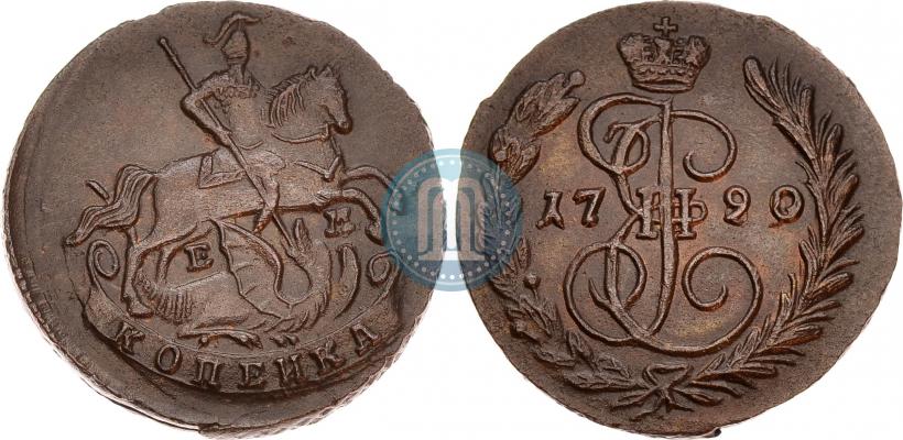Picture 1 kopeck 1790 year ЕМ 
