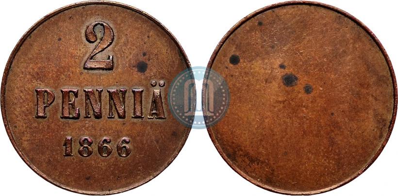 Picture 2 pennia 1866 year  "Pattern"