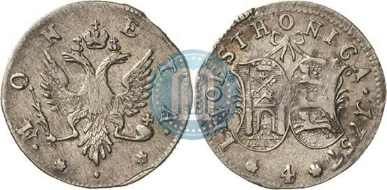 Picture 4 kopecks 1757 year  "For Livonia"
