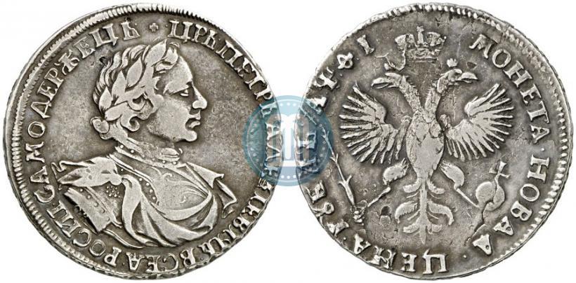 Фото 1 рубль 1719 года OK "Портрет в латах"