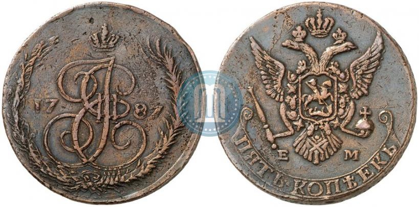 Фото 5 копеек 1787 года ЕМ 