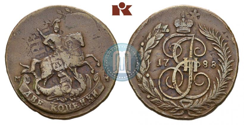 Фото 2 копейки 1788 года ММ 