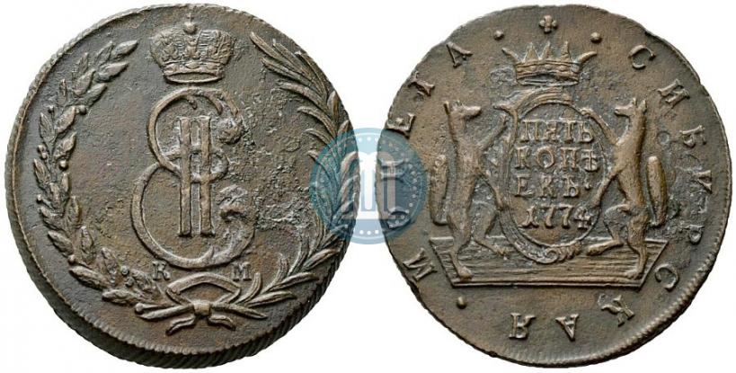 Picture 5 kopecks 1774 year КМ 